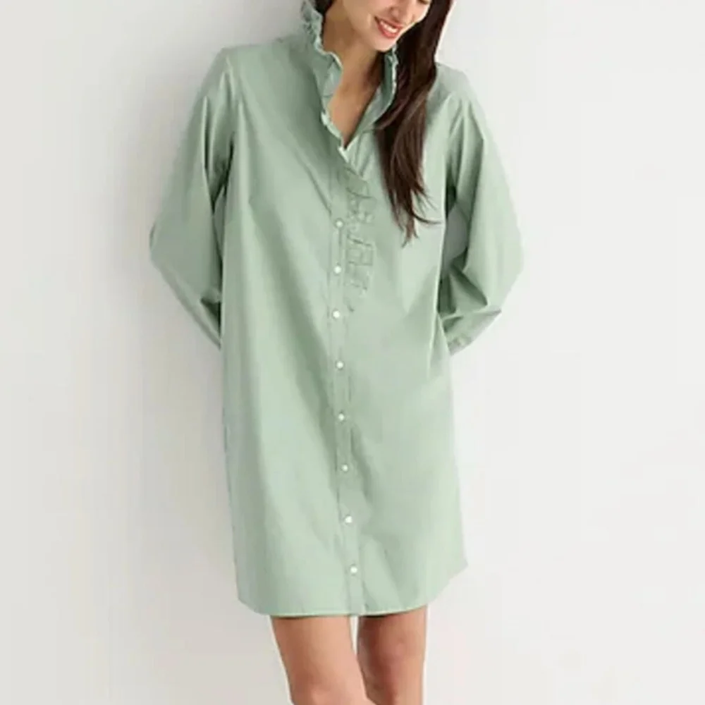J. Crew Black Poplin Cottage Shirt Dress Size 12